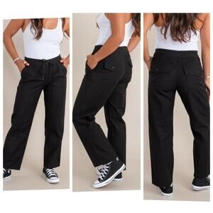 Roark The Layover Pant Straight Black Cotton Drawstring Pockets Women’s 27 NEW